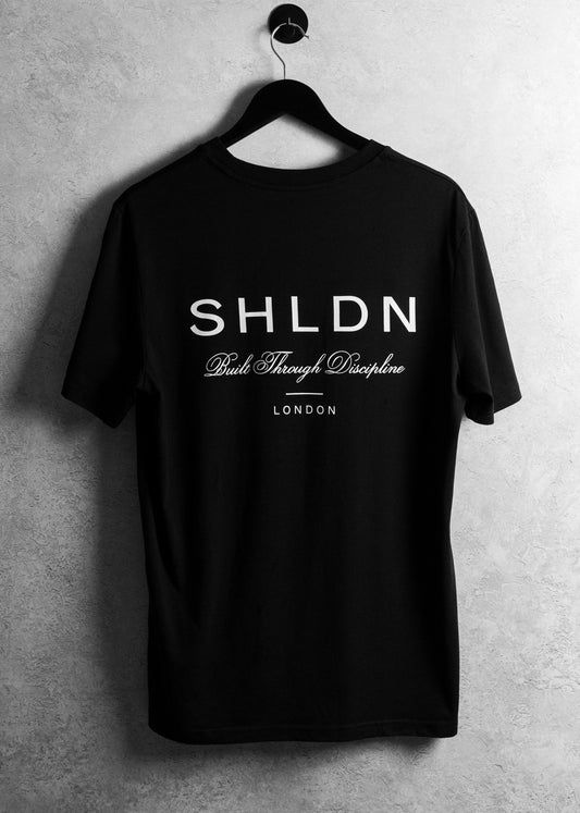 SHLDN Organic Built Through Discipline T-shirt in Black, 100% organic cotton